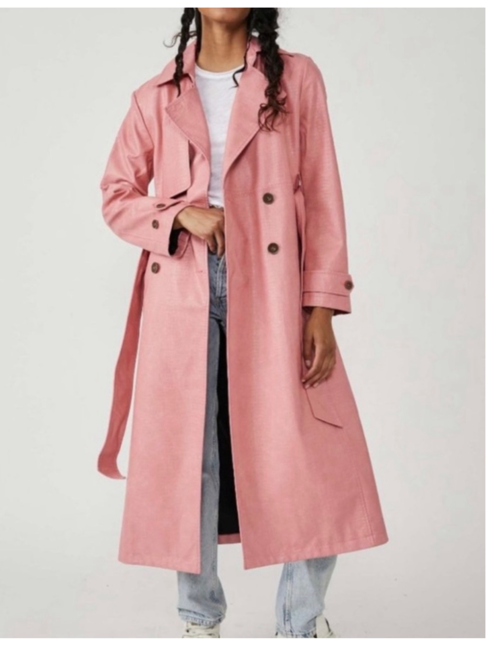 Free People Morrison Vegan Leather Trench Pink Coat
Size Medium